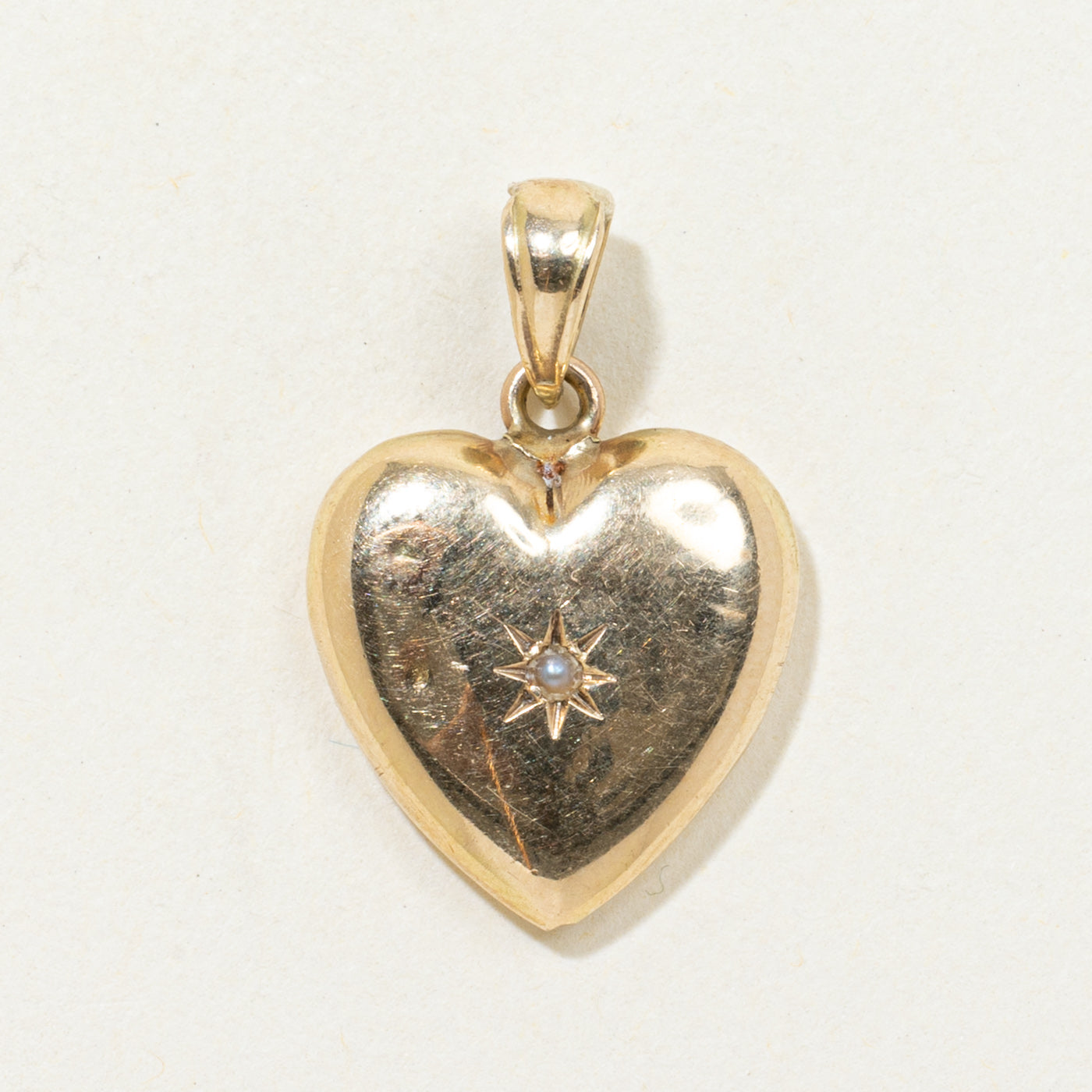 Star Set Seed Pearl Heart Pendant | 1.00mm