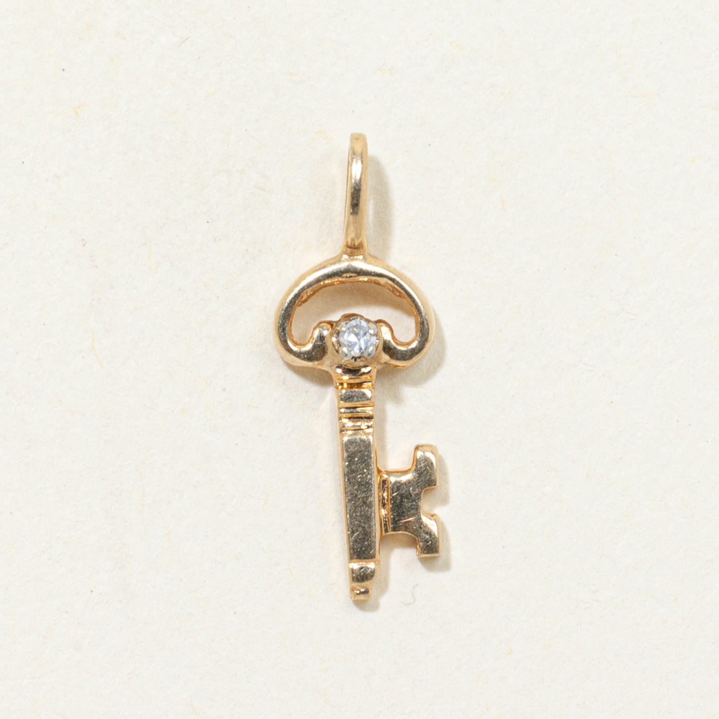 14k Diamond Key Charm | 0.01ct