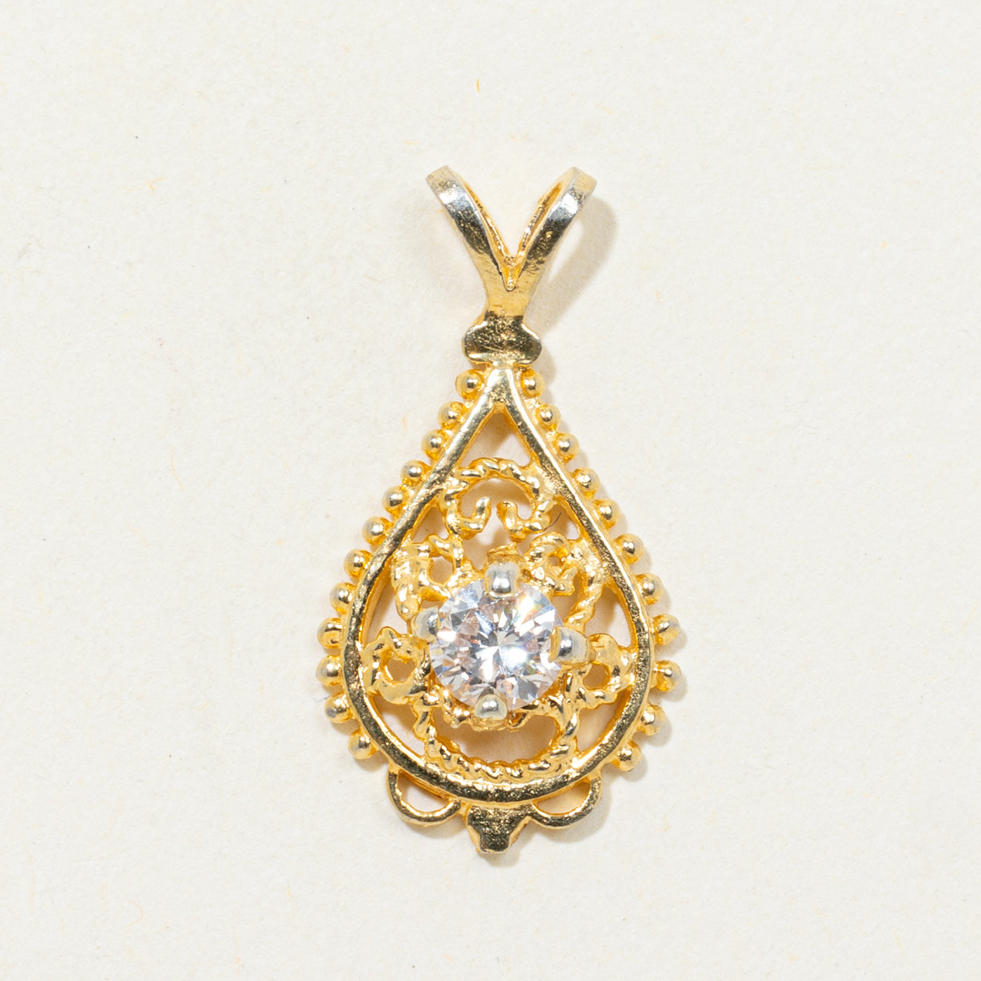 Diamond Openwork Teardrop Pendant | 0.37ct VS2 H/I