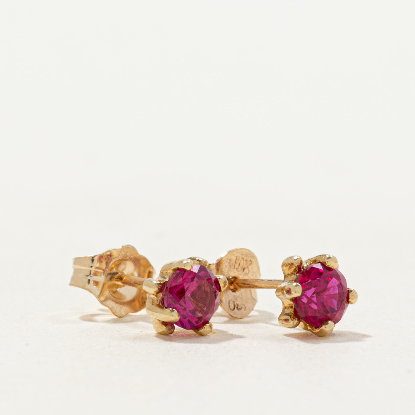Synthetic Ruby Stud Earrings | 0.50ctw