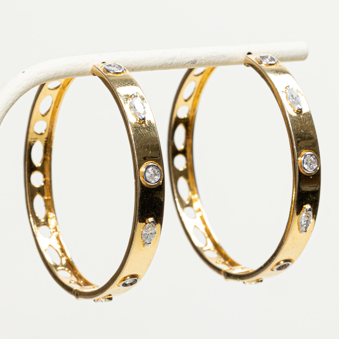 Bezel Set Large Diamond Hoop Earrings | 1.74ctw