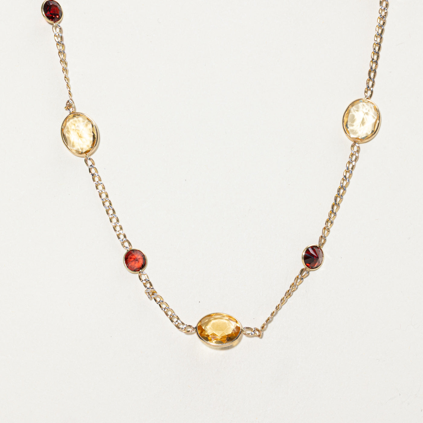 Citrine & Garnet Satelite Necklace | 16.40ctw, 5.30ctw | 19"