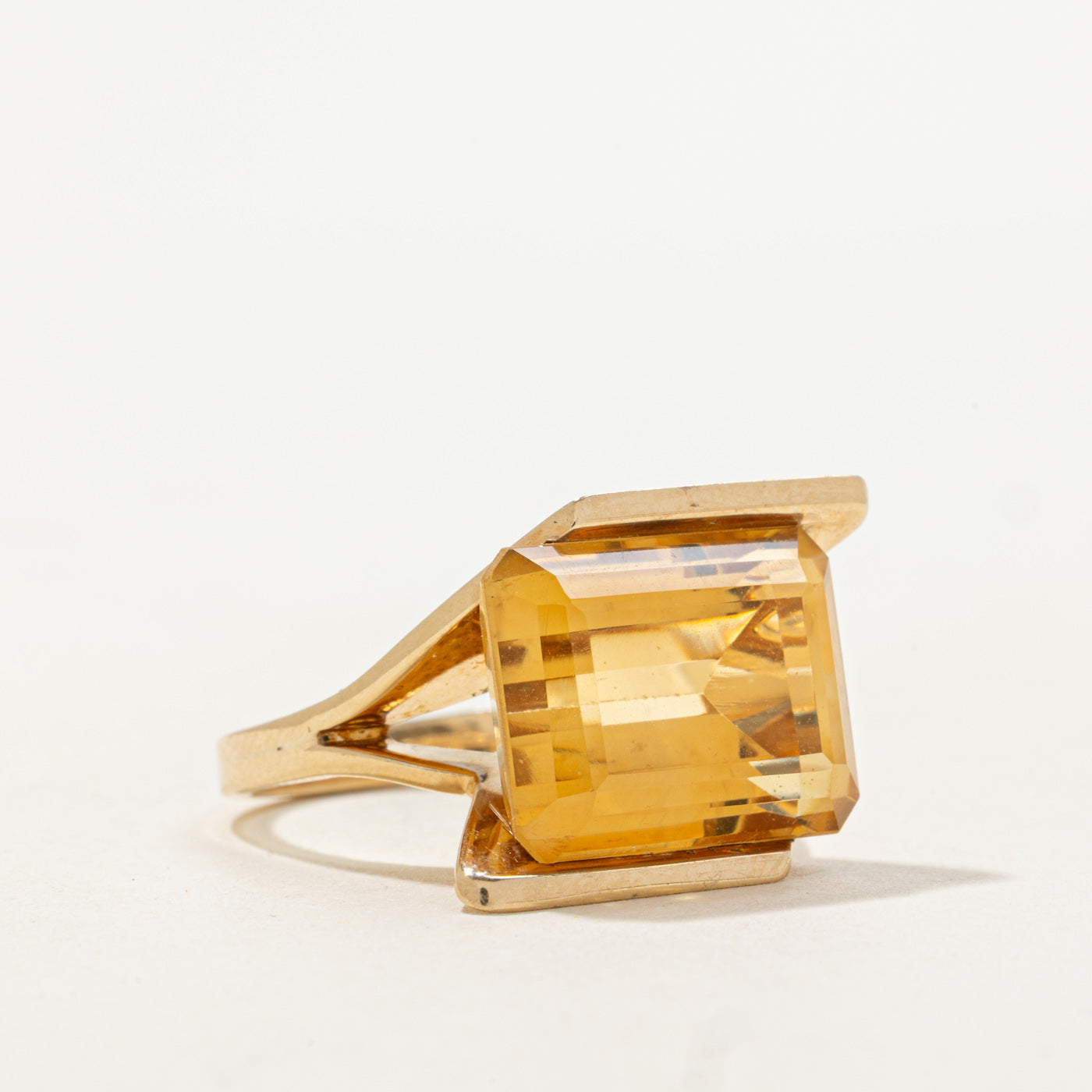 East West Emerald Cut Citrine Cocktail Ring | 10.00ct | SZ 6.25
