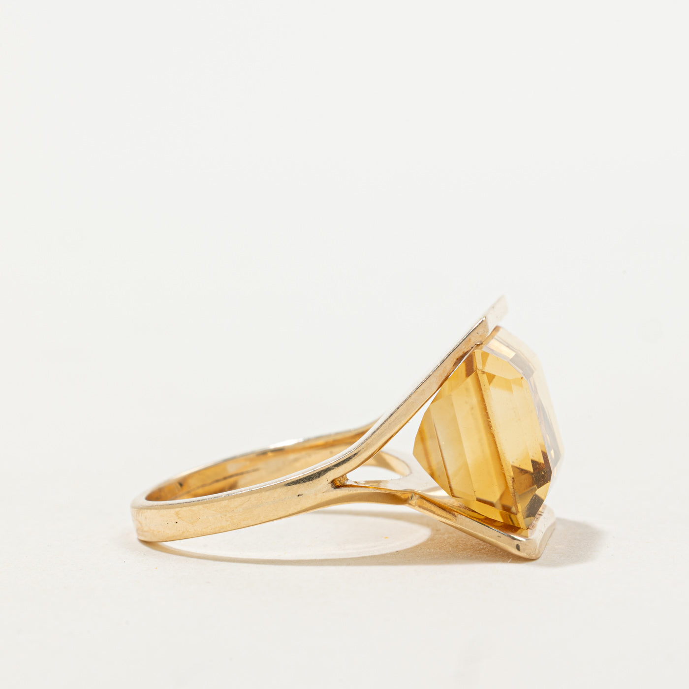 East West Emerald Cut Citrine Cocktail Ring | 10.00ct | SZ 6.25