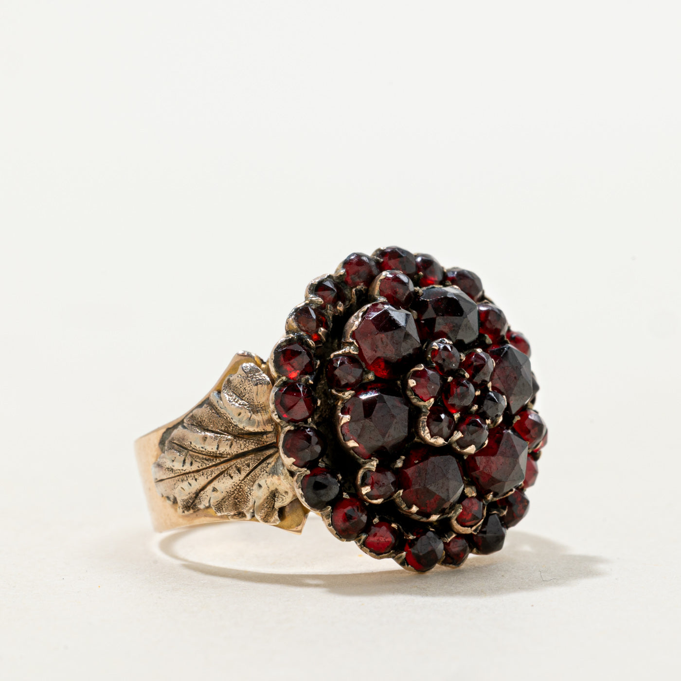 Rose Cut Garnet Floral Cluster Cocktail Ring | 2.00ctw | SZ 7.25