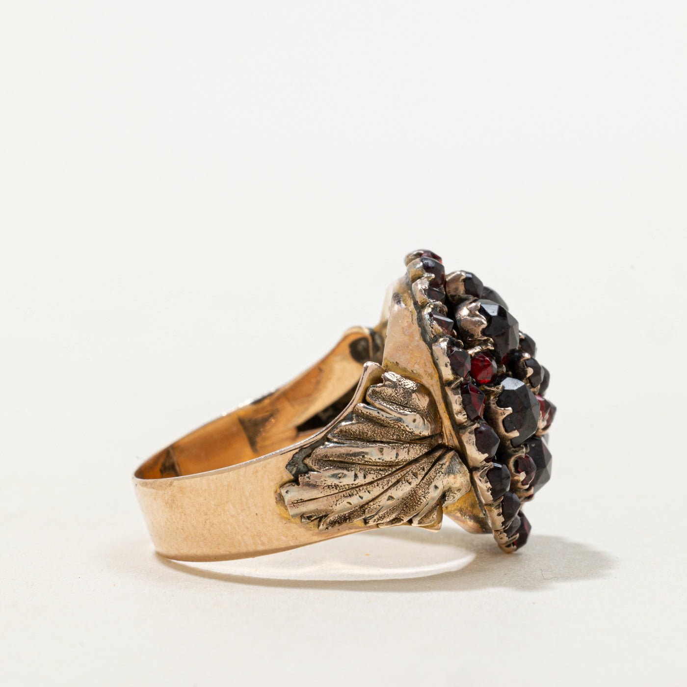 Rose Cut Garnet Floral Cluster Cocktail Ring | 2.00ctw | SZ 7.25