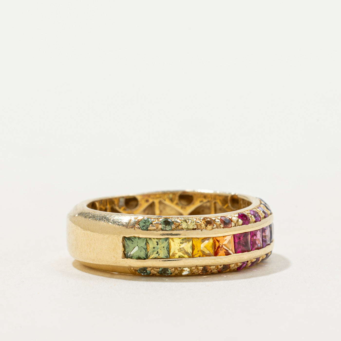 Rainbow Sapphire Semi Eternity Band | 1.00ctw | 6.5mm | SZ 8
