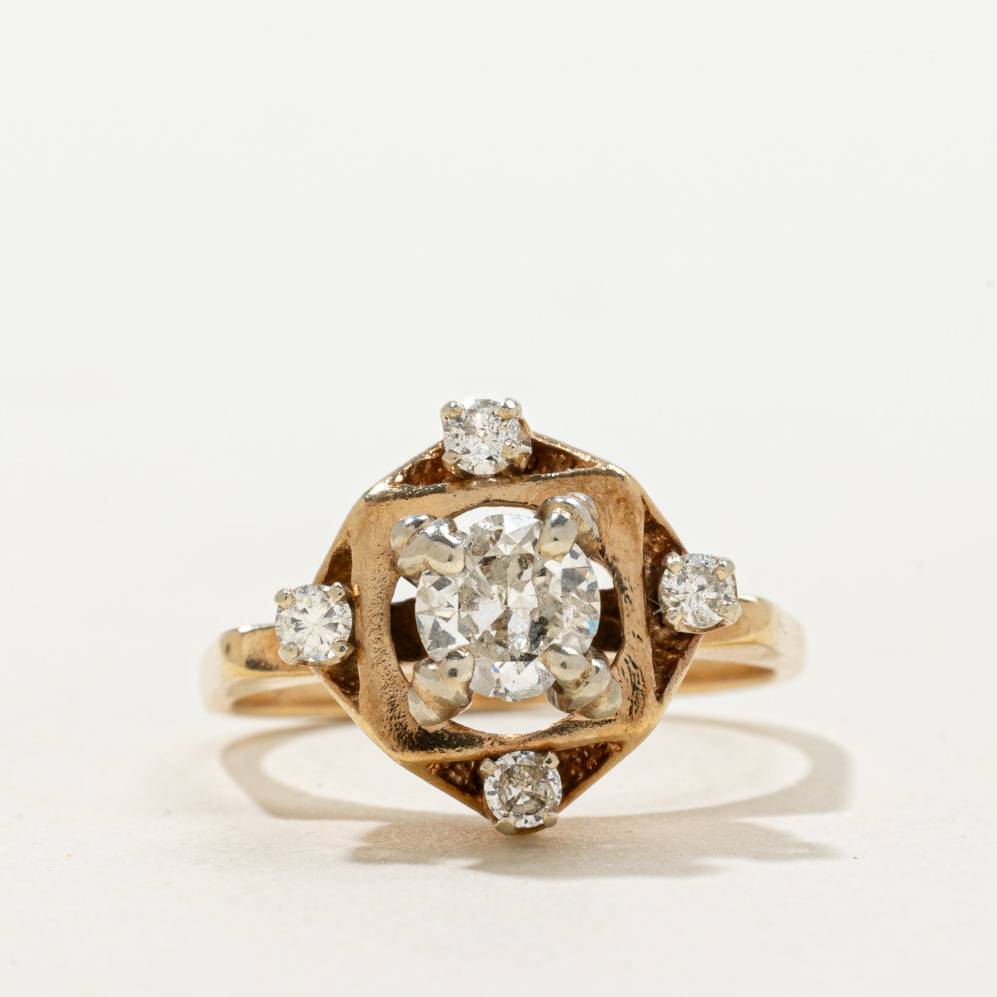 Transitional Cut Diamond Geometric Ring | 0.62ct I2 I/J, 0.20ctw | SZ 8