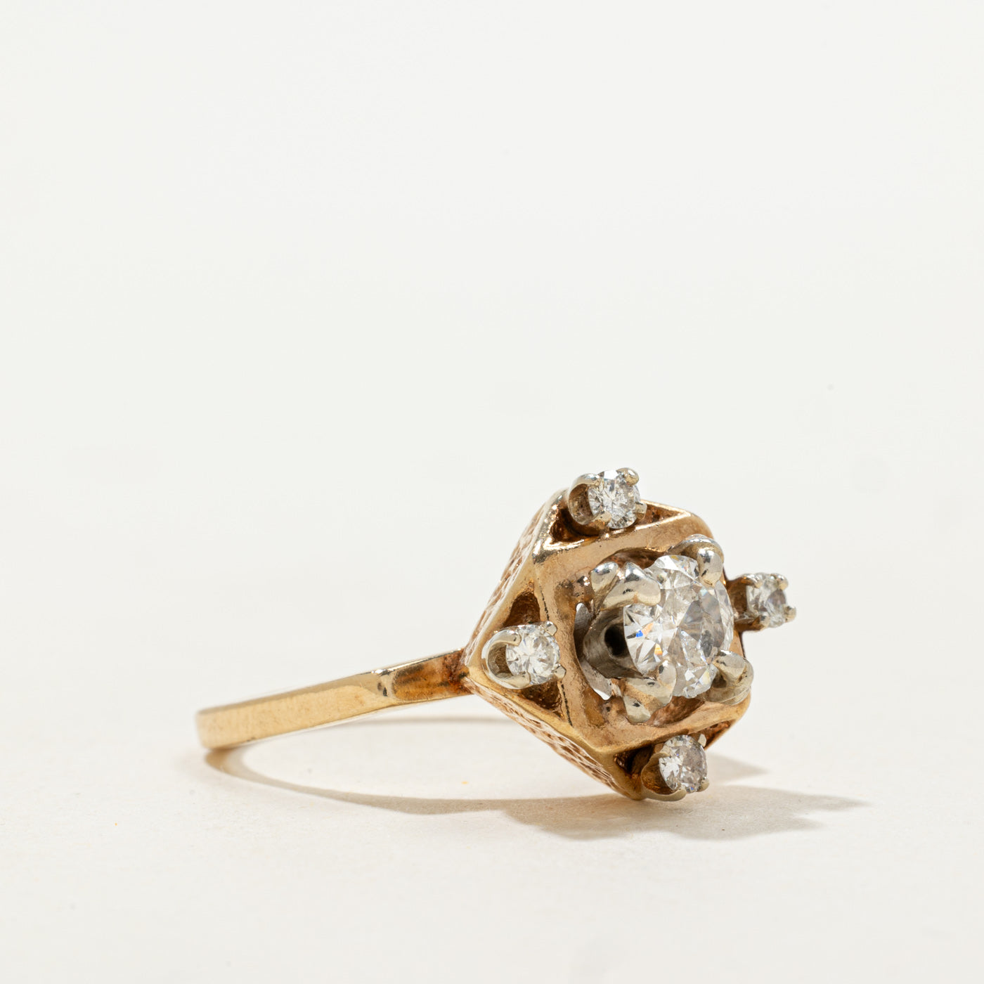 Transitional Cut Diamond Geometric Ring | 0.62ct I2 I/J, 0.20ctw | SZ 8