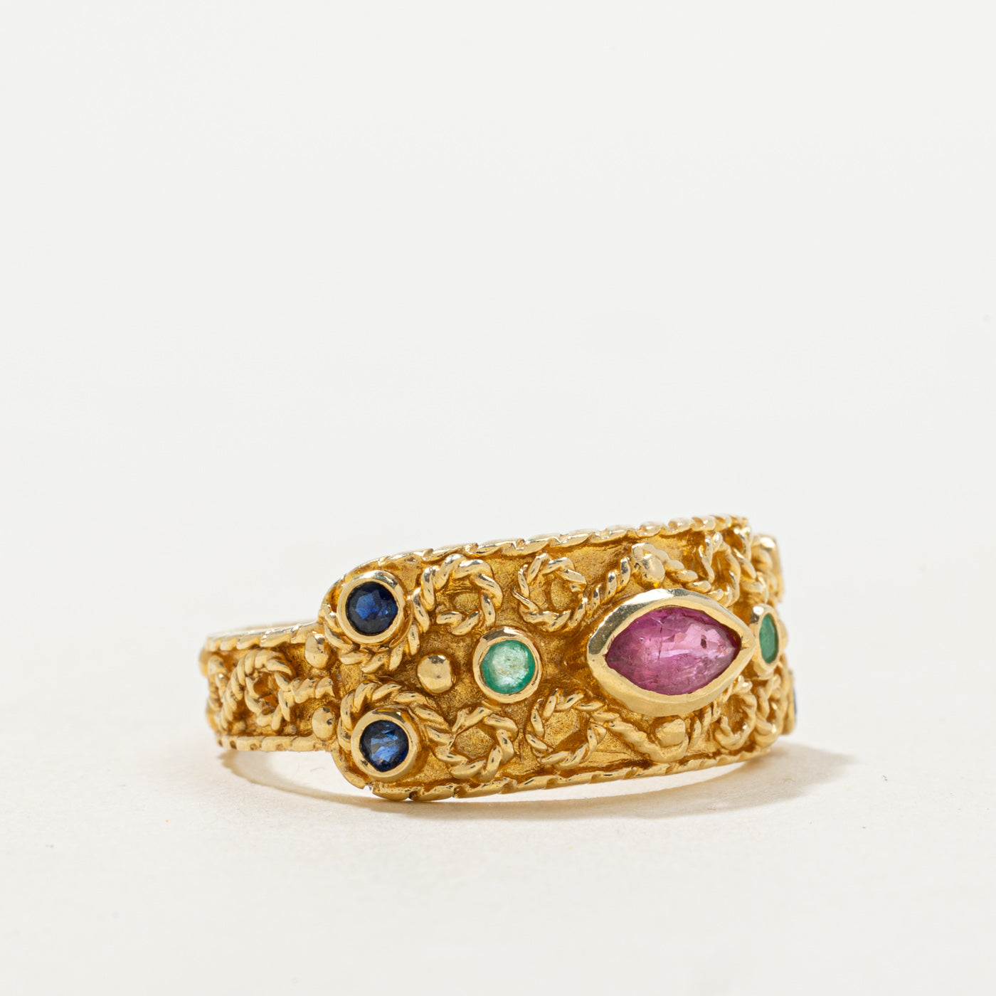 Multi Gemstone Rope Ring | 0.36ctw | SZ 8.5