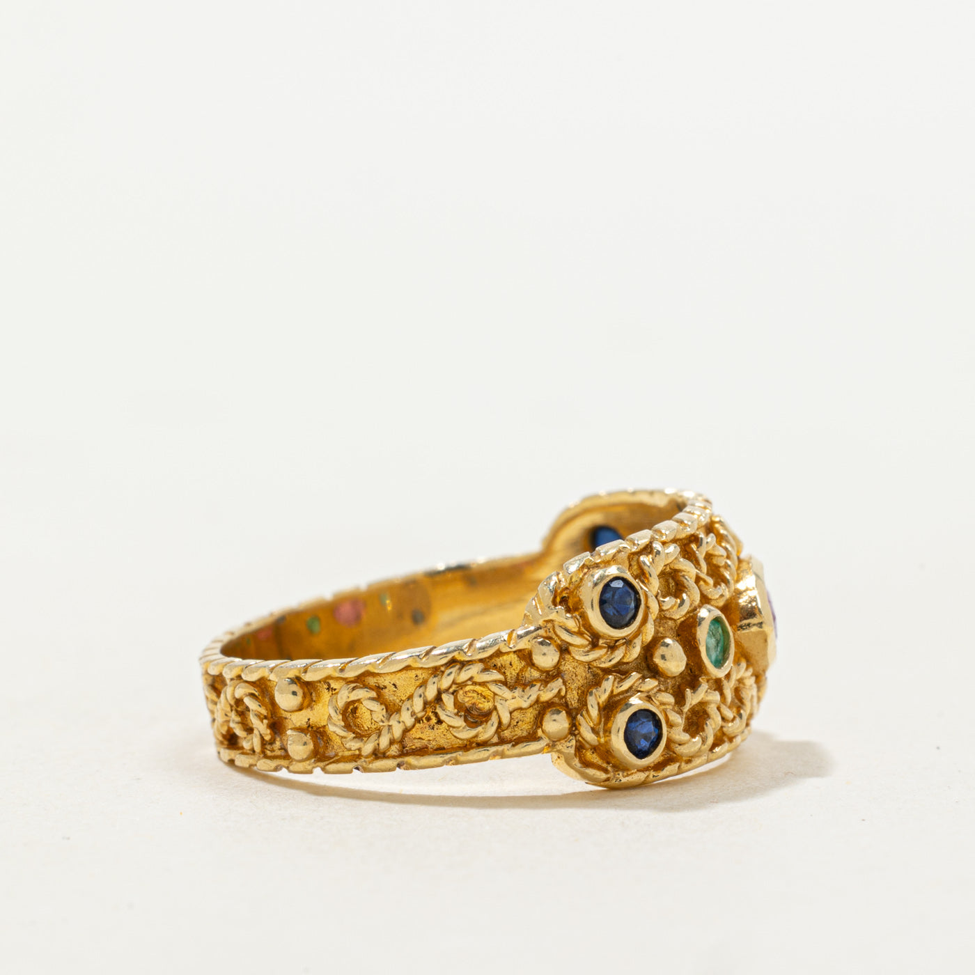 Multi Gemstone Rope Ring | 0.36ctw | SZ 8.5