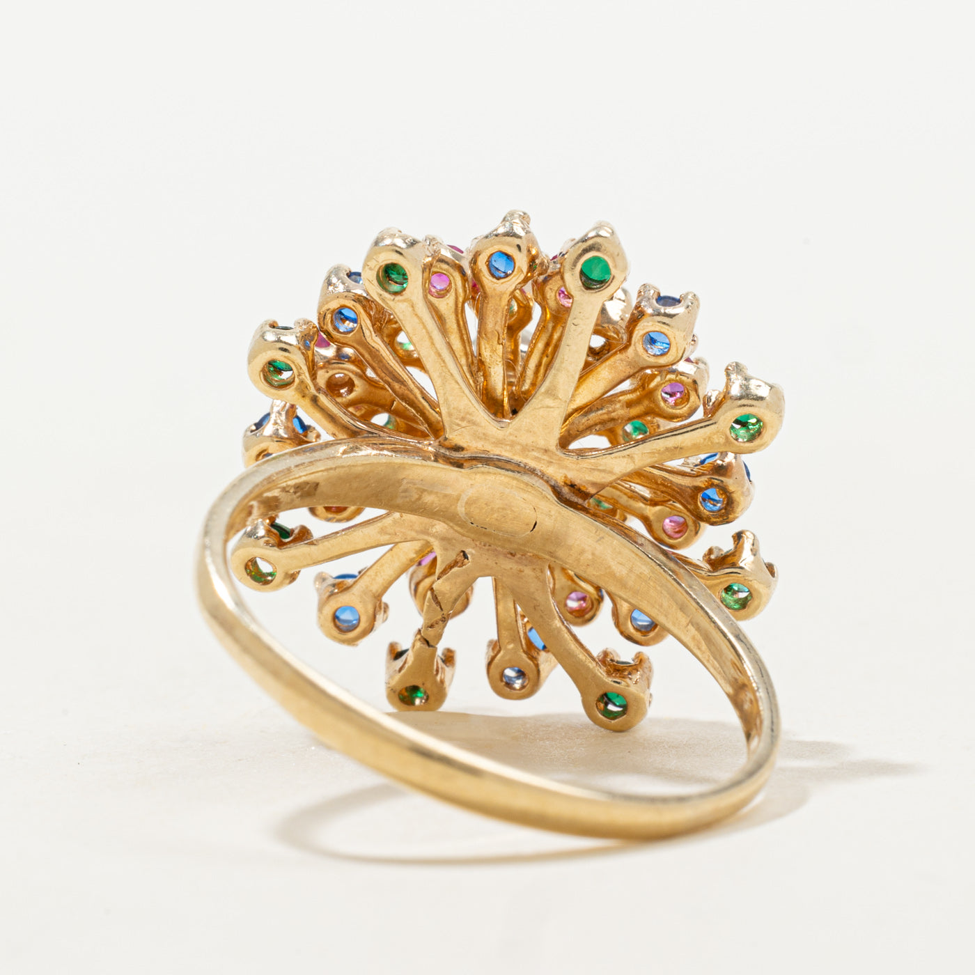 Diamond & Gemstone Floral Cocktail Ring | 0.12ct, 0.41ctw | SZ 9