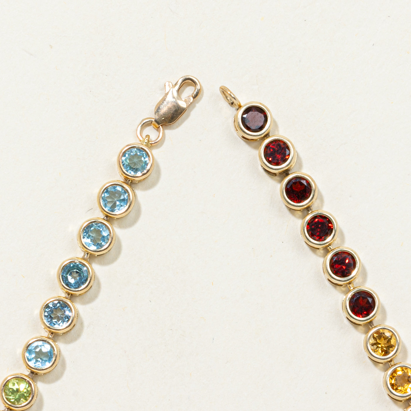Bezel Set Multi Gemstone Rainbow Gemstone Bracelet | 6.38ctw | 7"