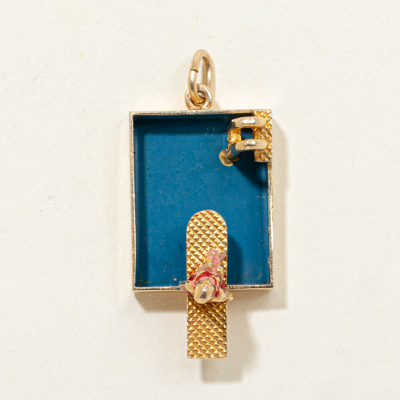 14k Yellow Gold Enamel Pool Scene Charm