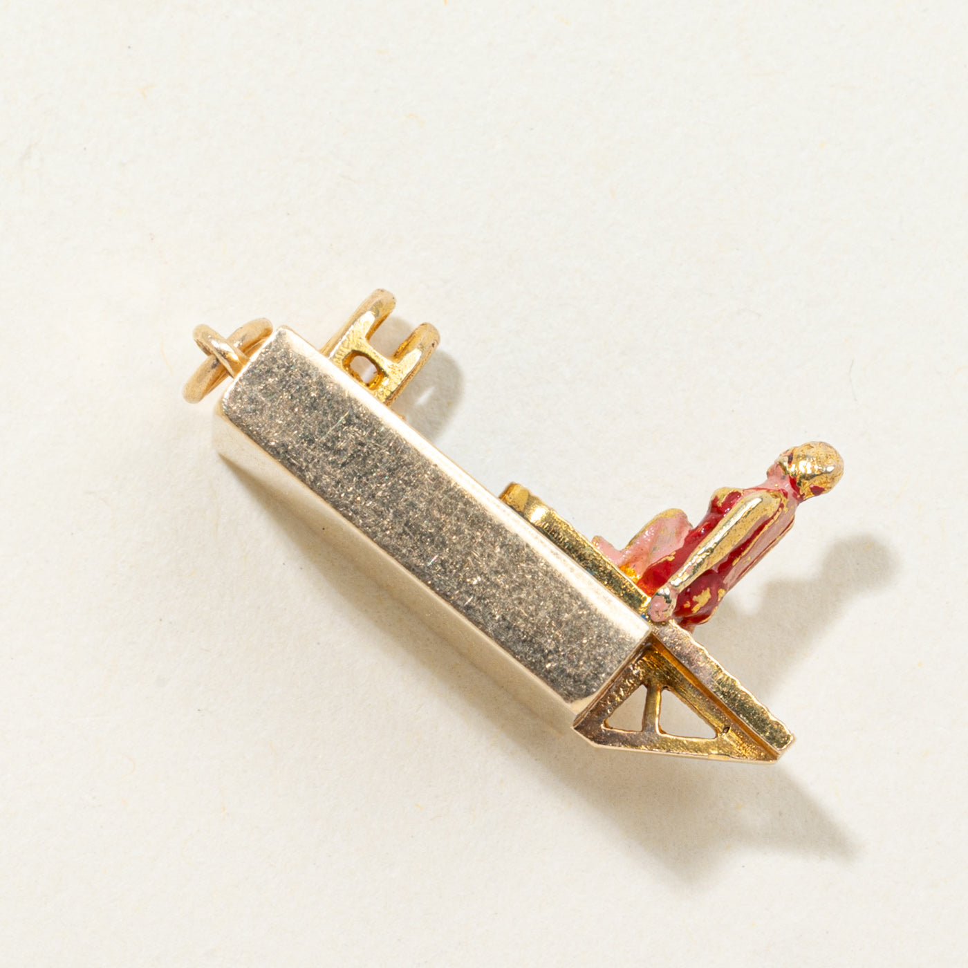 14k Yellow Gold Enamel Pool Scene Charm