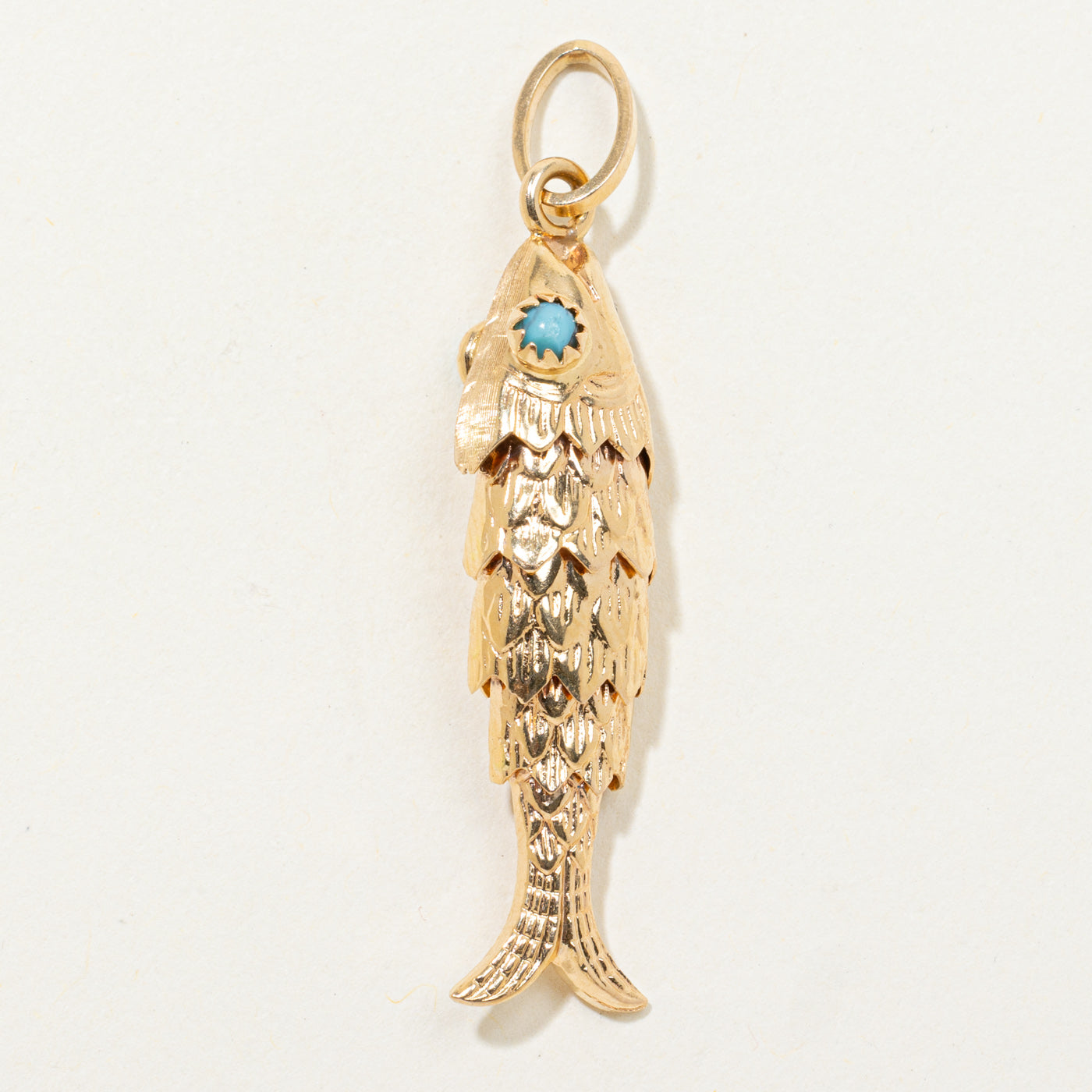 Vintage Italian Howlite Articulated Fish Pendant | 0.20ctw