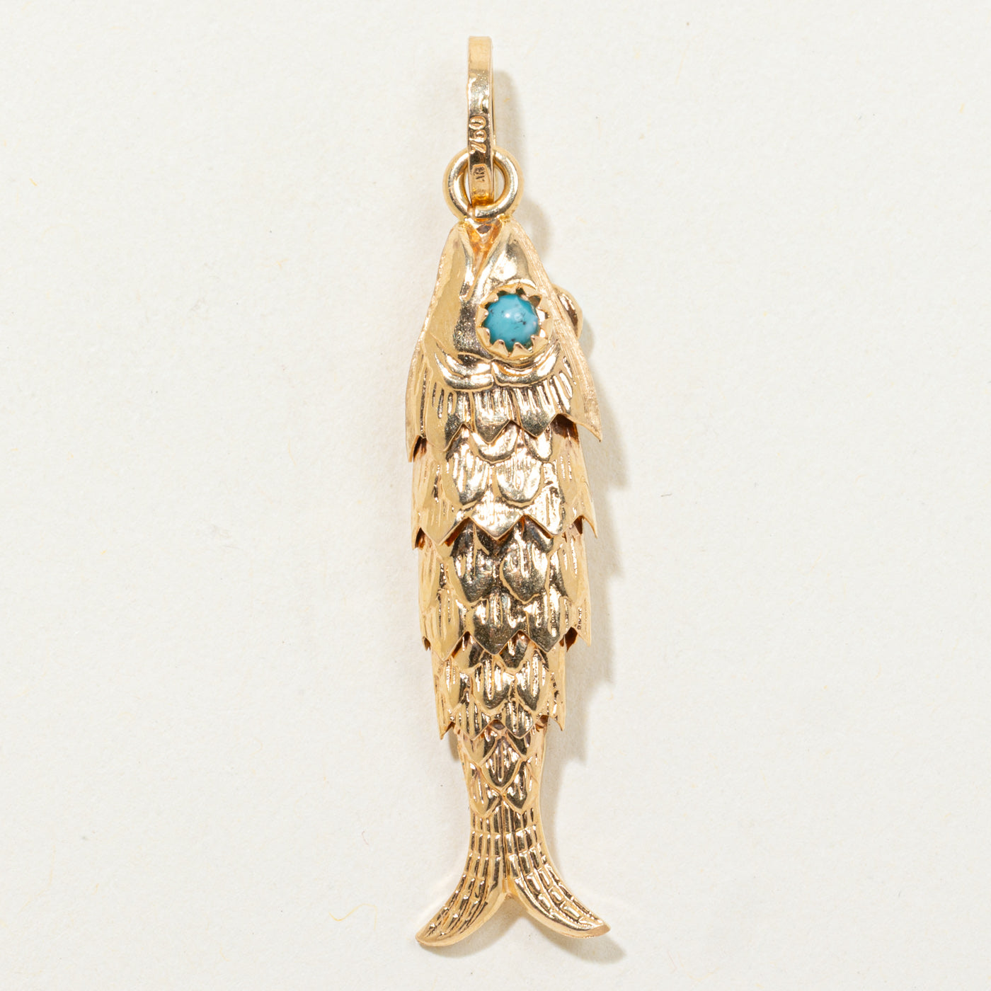 Vintage Italian Howlite Articulated Fish Pendant | 0.20ctw