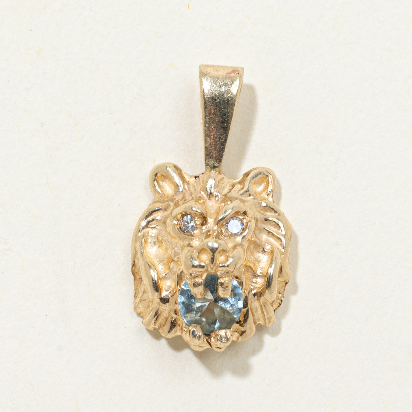 Aquamarine & Diamond Lion Pendant | 0.35ct, 0.01ctw