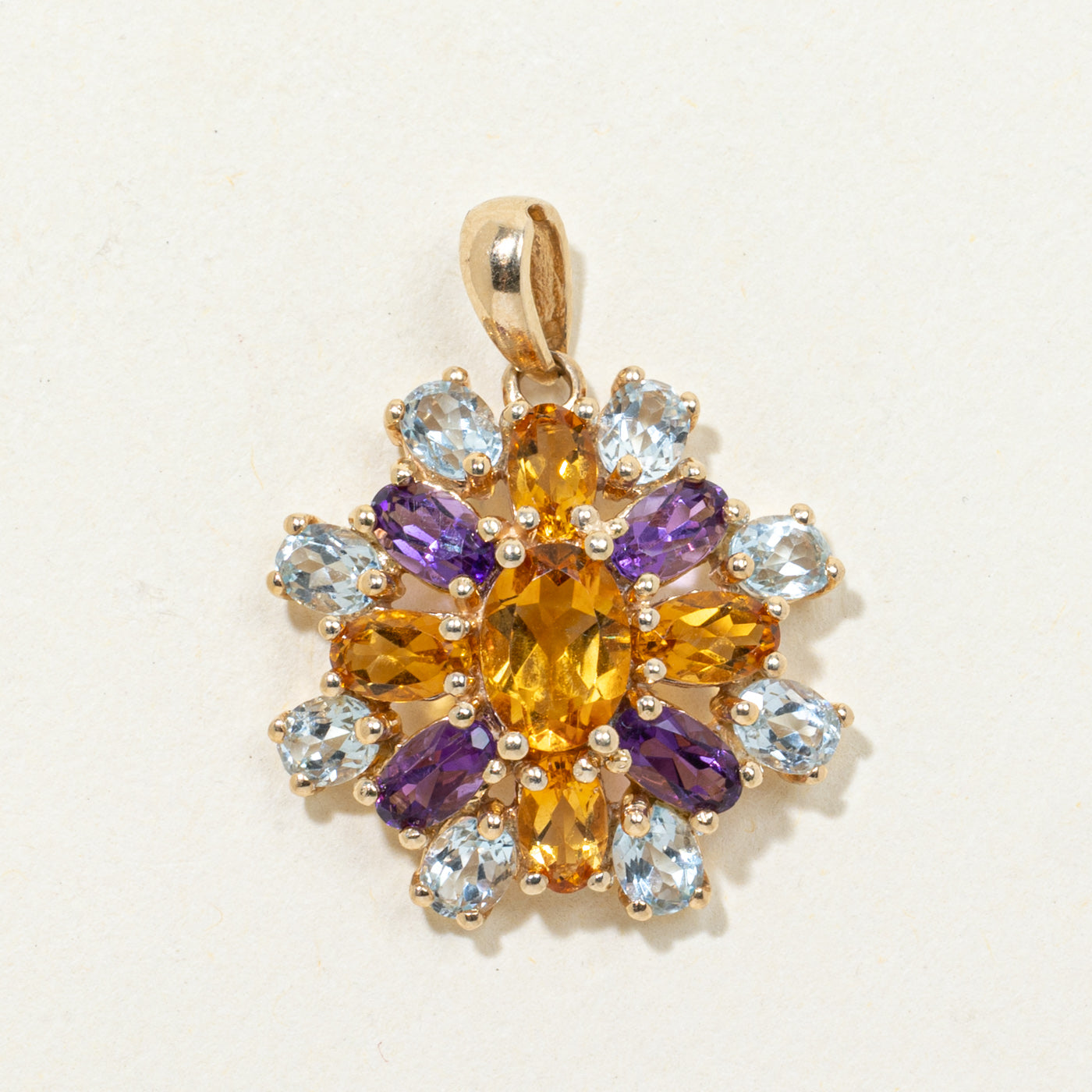 Multi Gemstone Floral Cluster Pendant | 3.16ctw