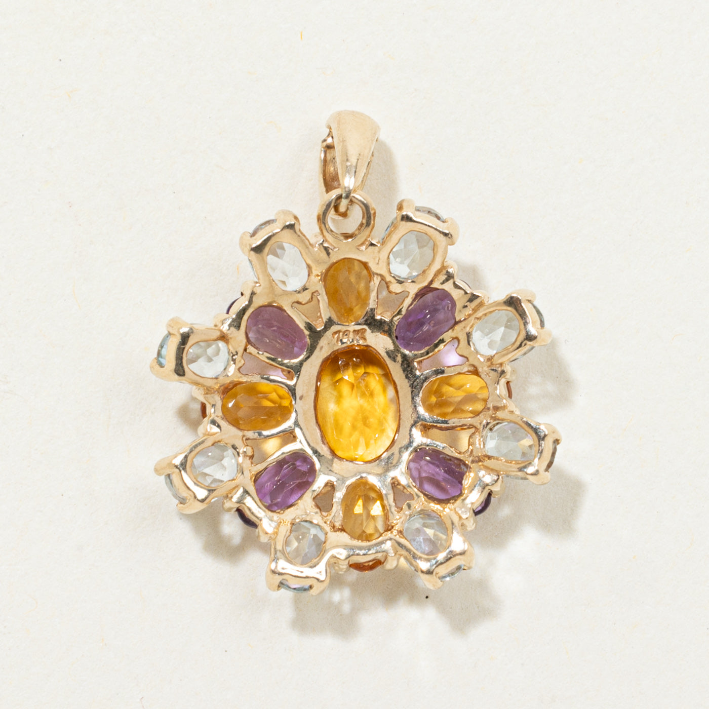 Multi Gemstone Floral Cluster Pendant | 3.16ctw