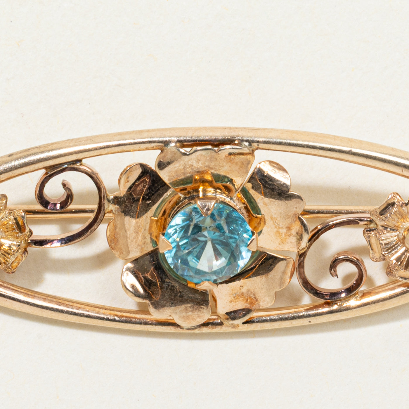 Canadian Blue Zircon Floral Brooch | 2.13ct