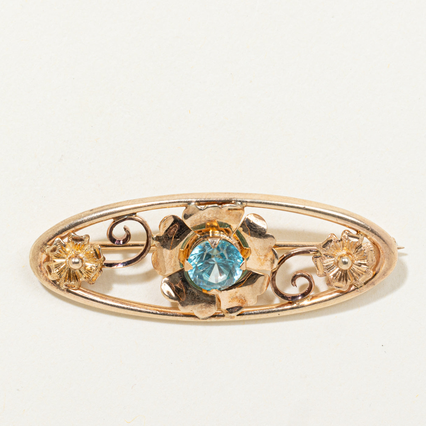 Canadian Blue Zircon Floral Brooch | 2.13ct