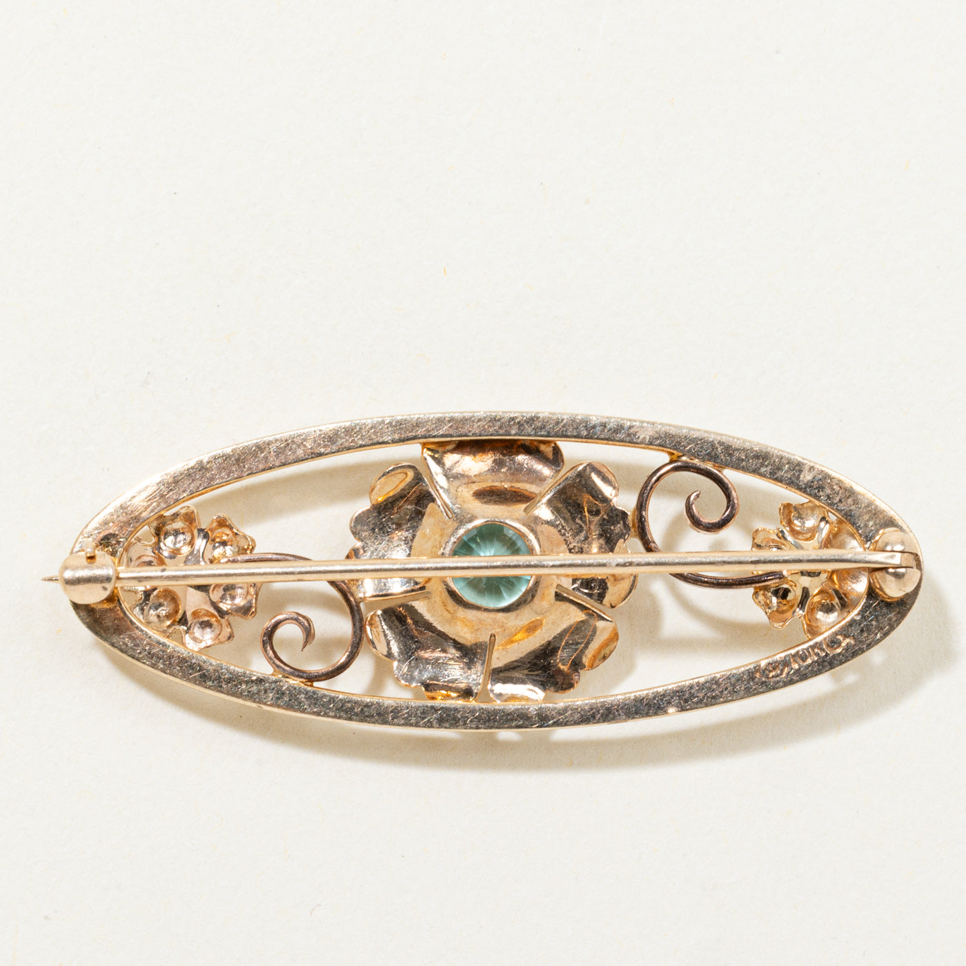 Canadian Blue Zircon Floral Brooch | 2.13ct