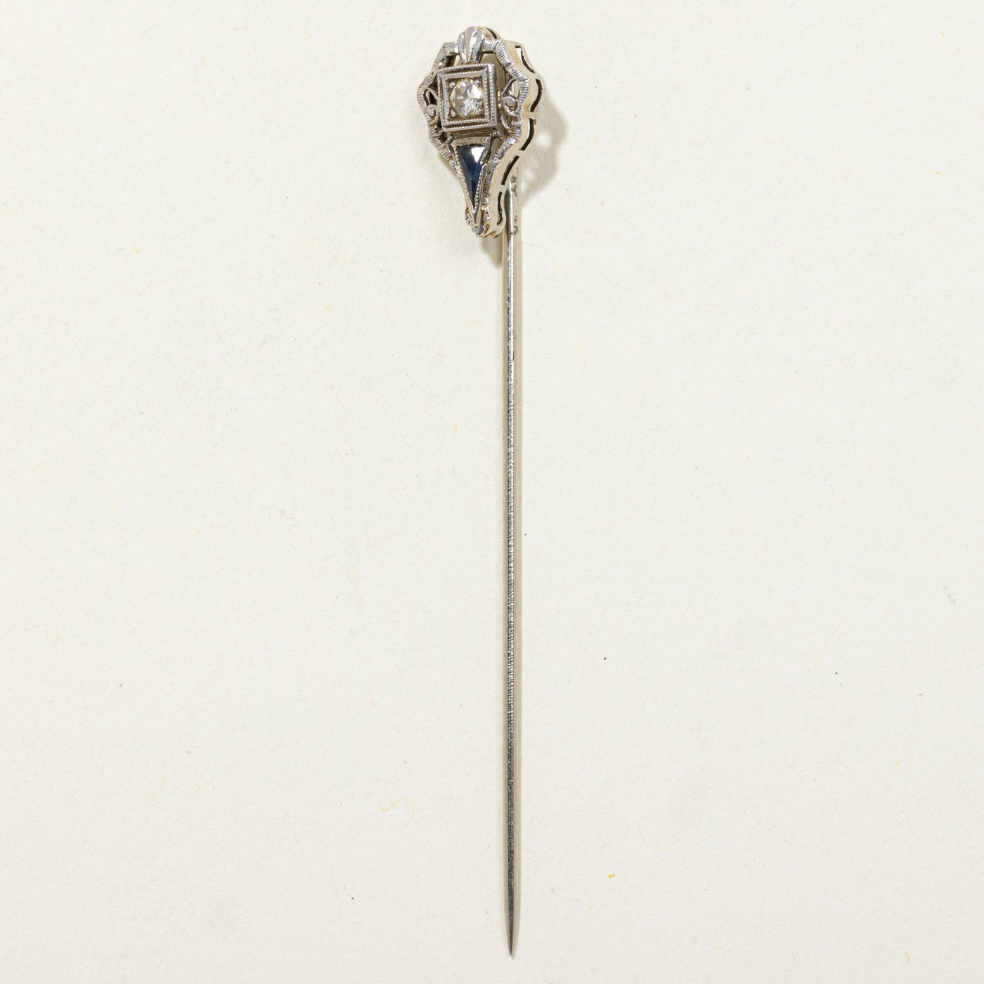 Art Deco Diamond & Synthetic Sapphire Pin | 0.02ct, 0.05ct