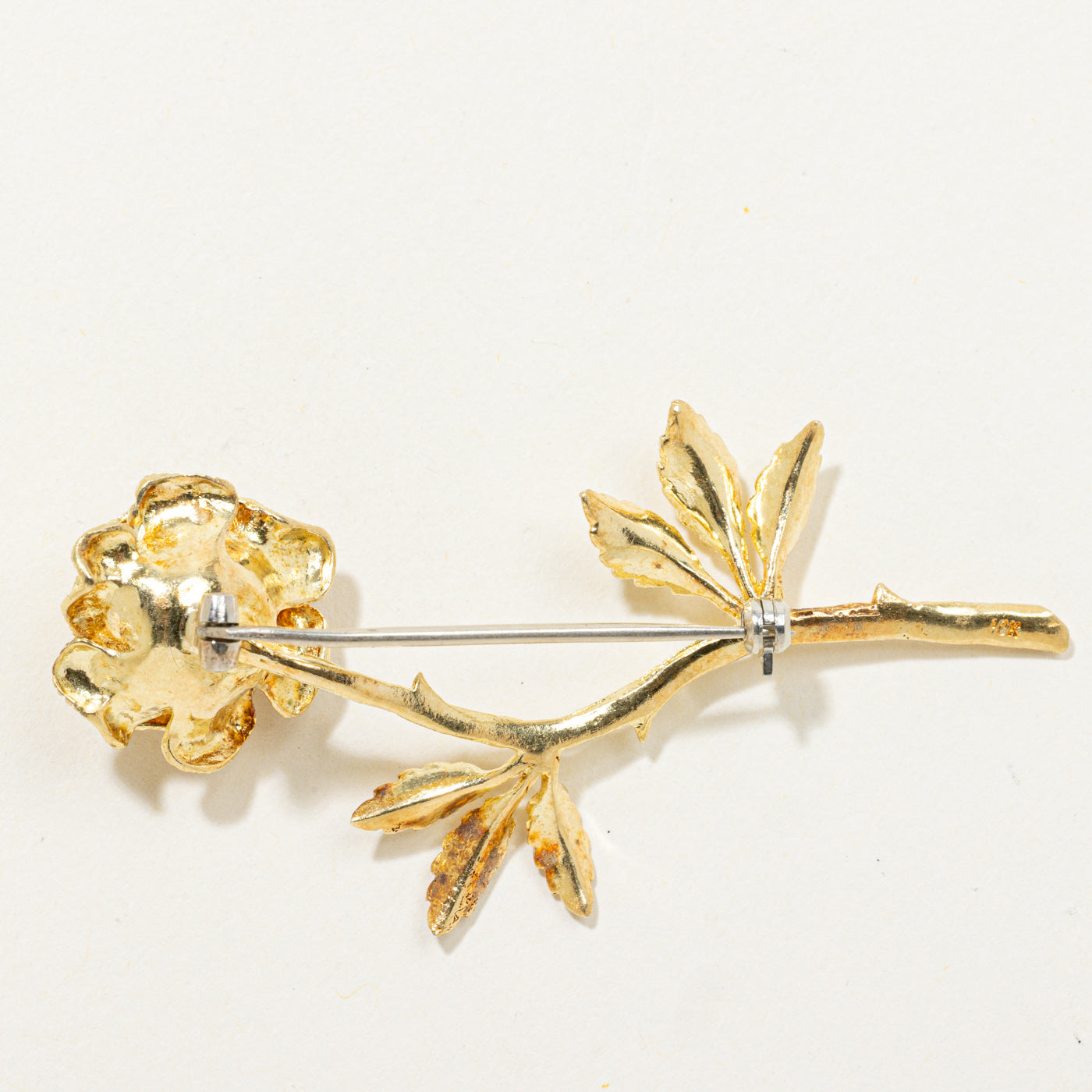 18k Yellow Gold Rose Brooch