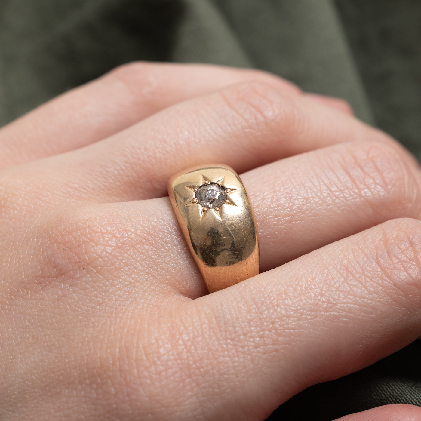Old Mine Cut Champagne Diamond Ring | 0.38ct | SZ 9.75