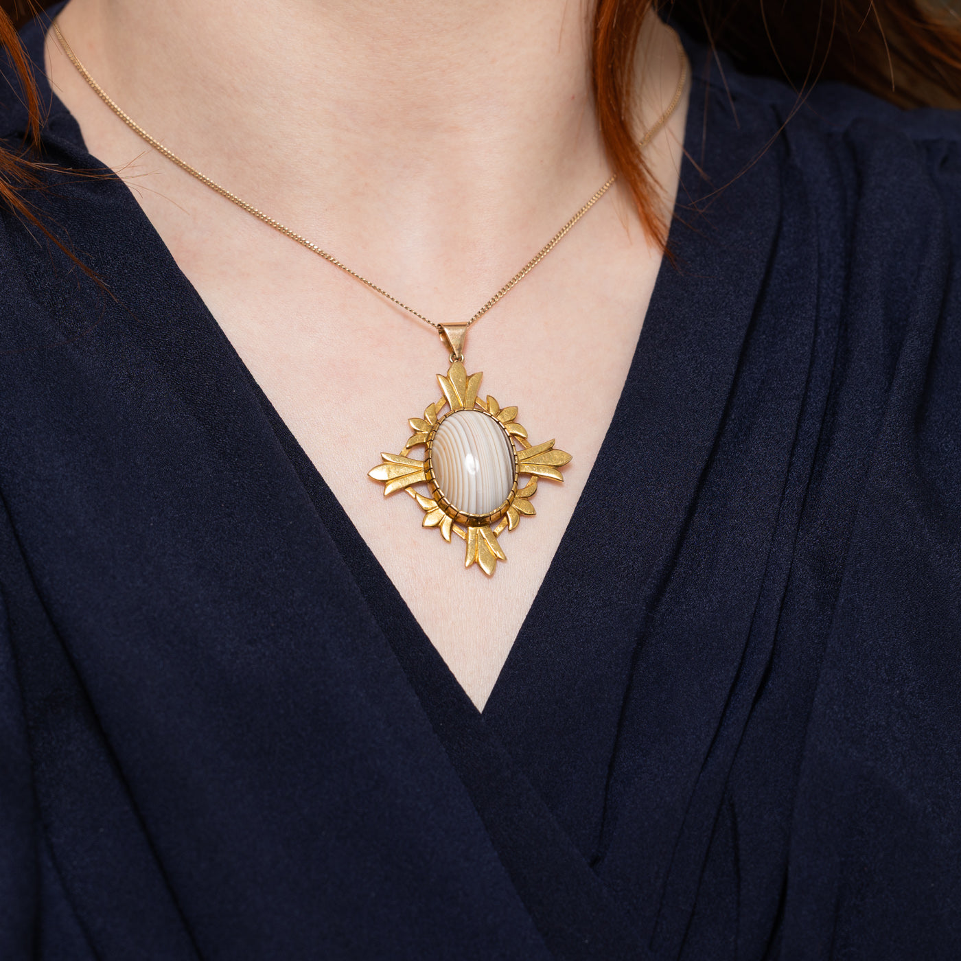 Banded Agate Ornate Pendant | 16.00ct