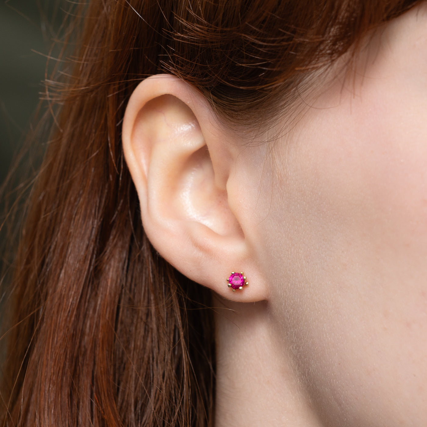 Synthetic Ruby Stud Earrings | 0.50ctw