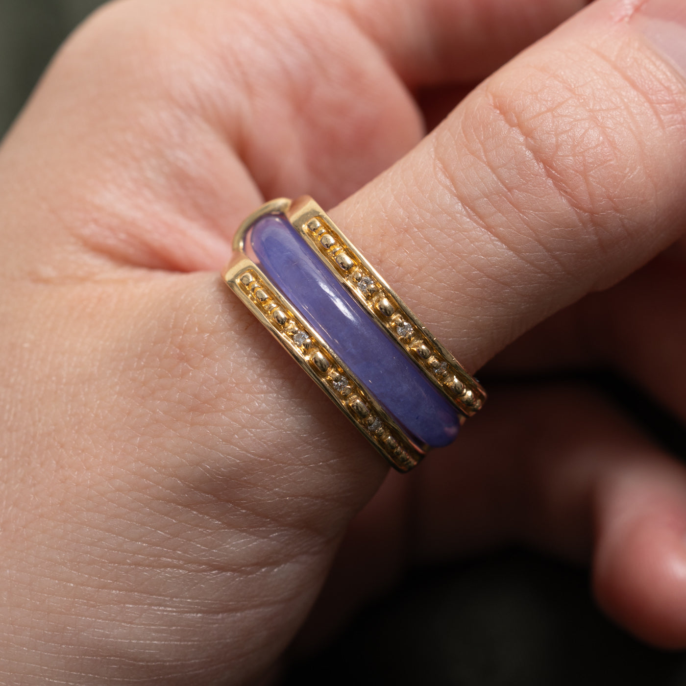 Lavender Jade & Diamond Convertible Ring | 10.62ct, 0.04ctw | SZ 9.25