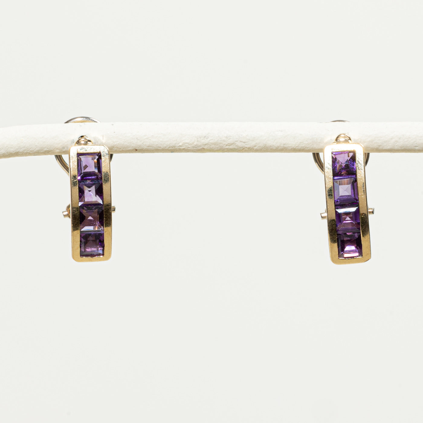 Channel Set Amethyst Column Stud Earrings | 1.00ctw