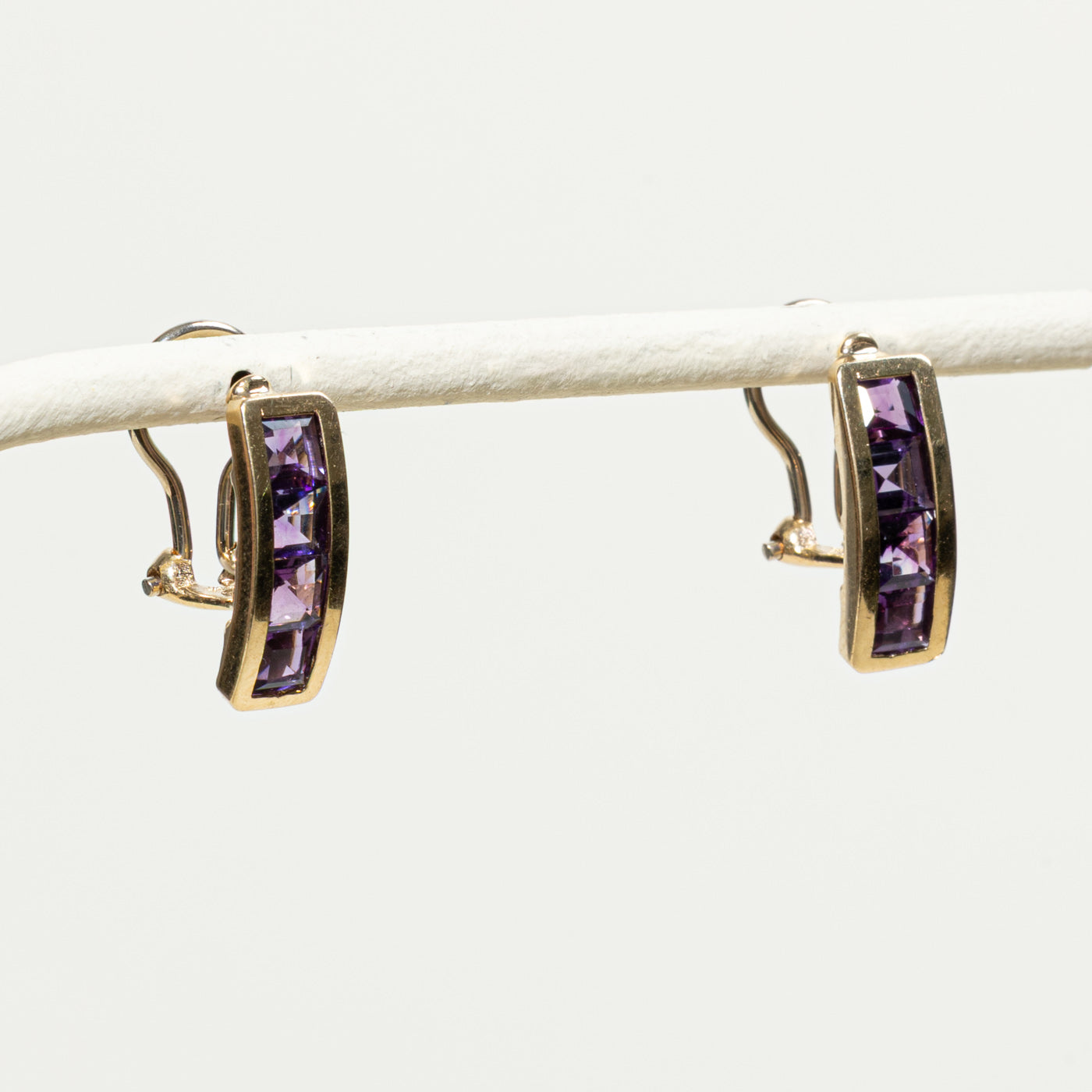 Channel Set Amethyst Column Stud Earrings | 1.00ctw