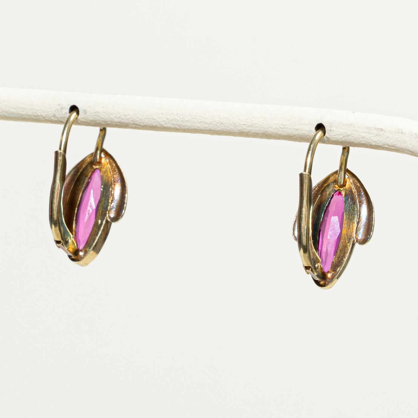 Synthetic Ruby Drop Earrings | 2.50ctw
