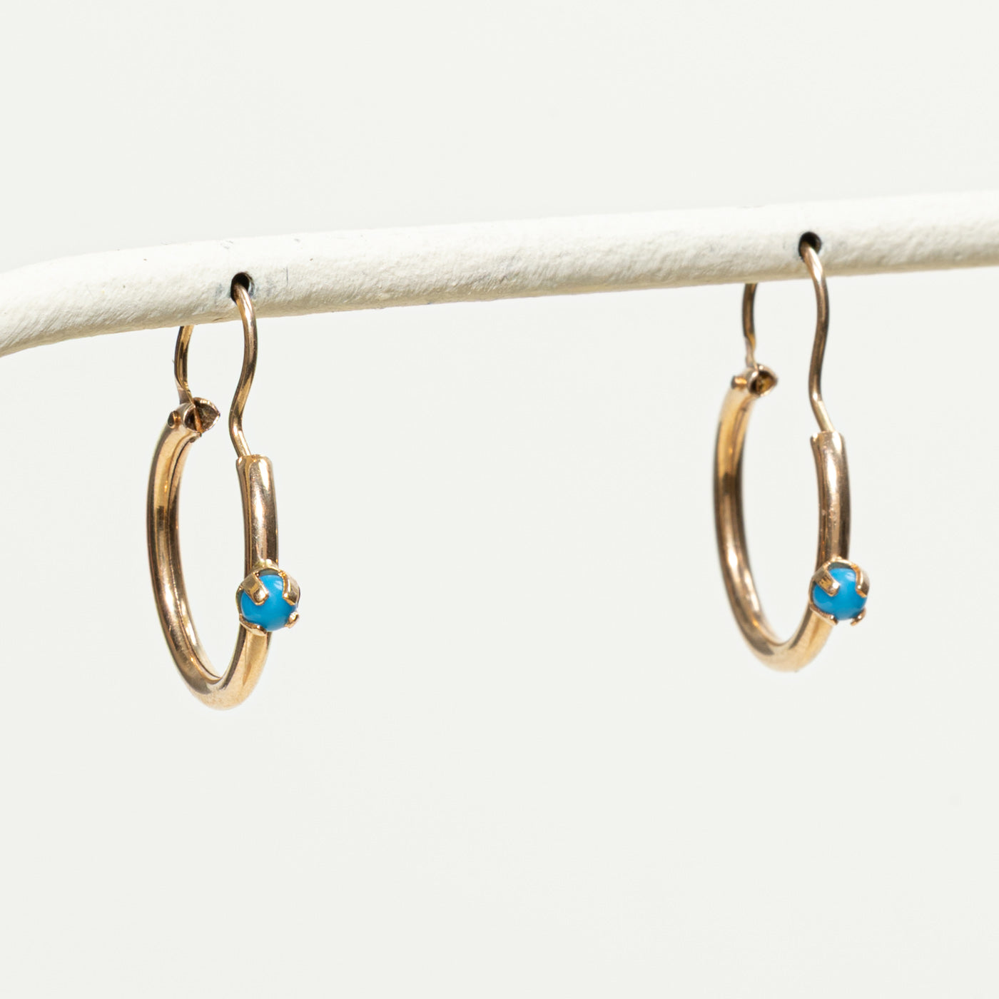 Imitation Turquoise Hoop Earrings | 0.20ctw