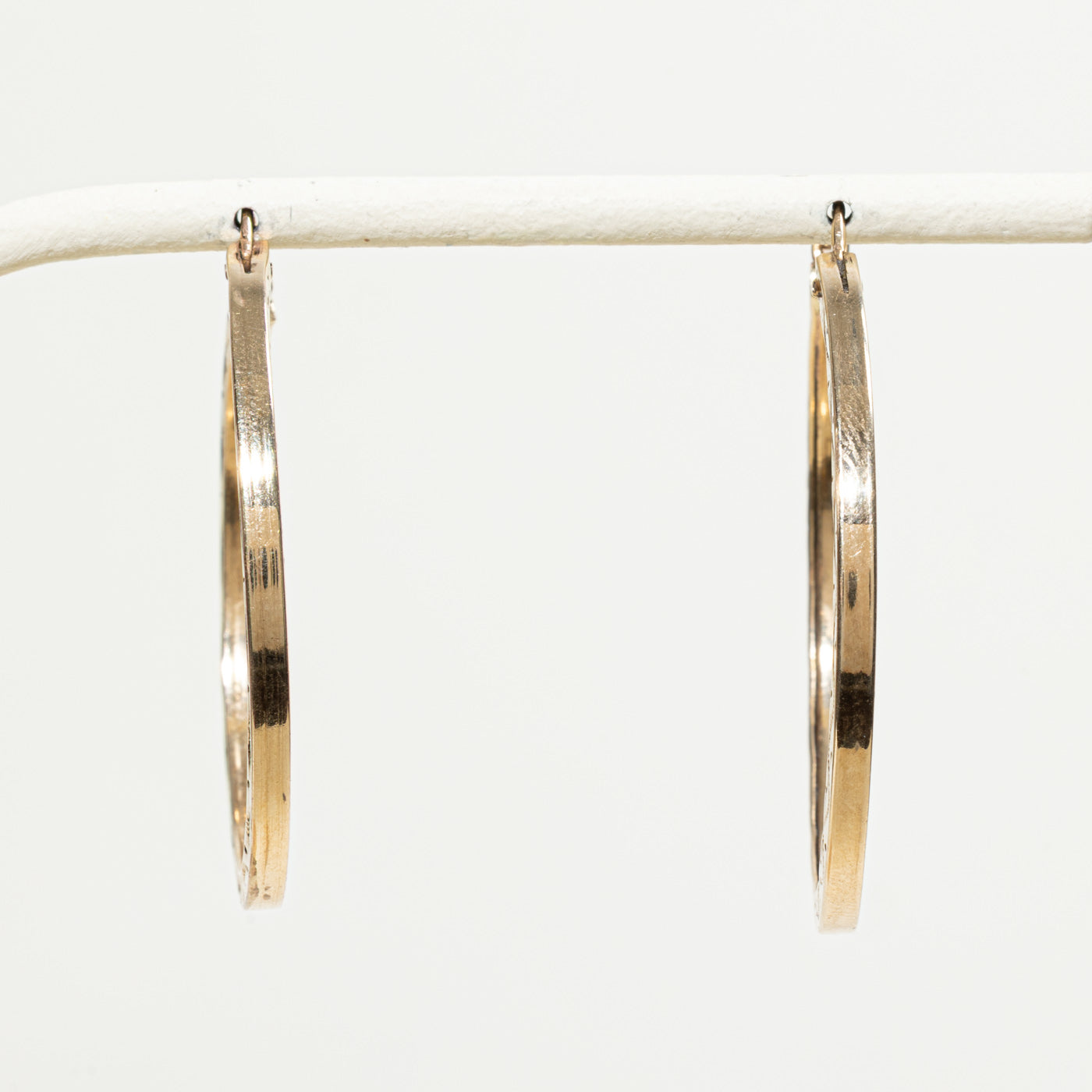 10k Yellow Gold Textured Hoop Earrings