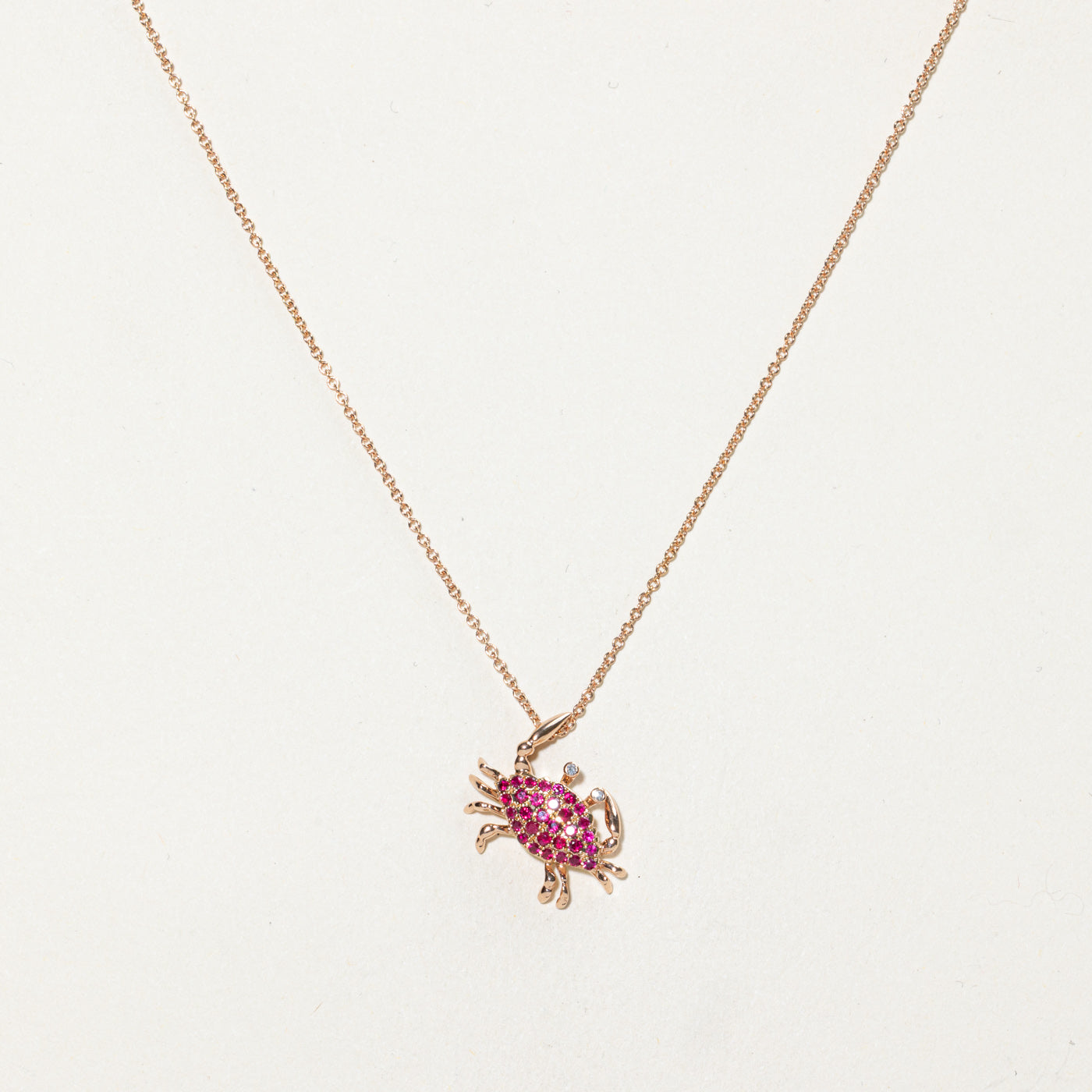 'Effy' Synthetic Ruby & Diamond Crab Pendant Necklace | 0.16ctw, 0.004ctw | 18"