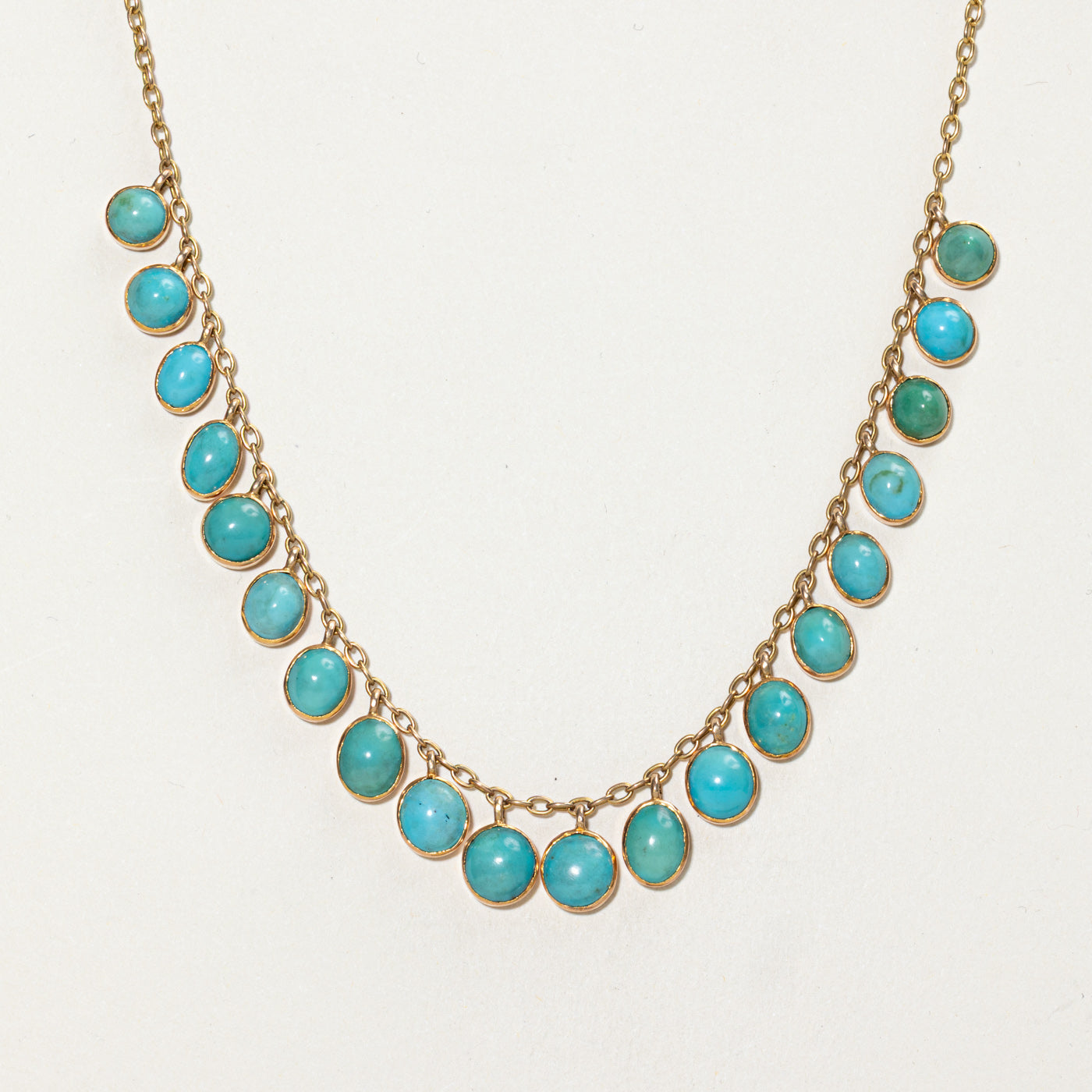 Bezel Set Turquoise Pendant Bib Necklace | 17.00ctw | 15"