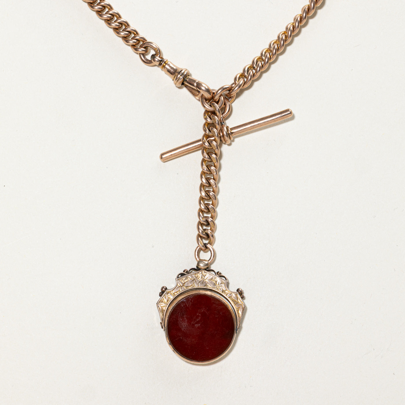 Antique Birmingham Carnelian & Bloodstone Fob Watch Chain | 20.00ctw | 11"