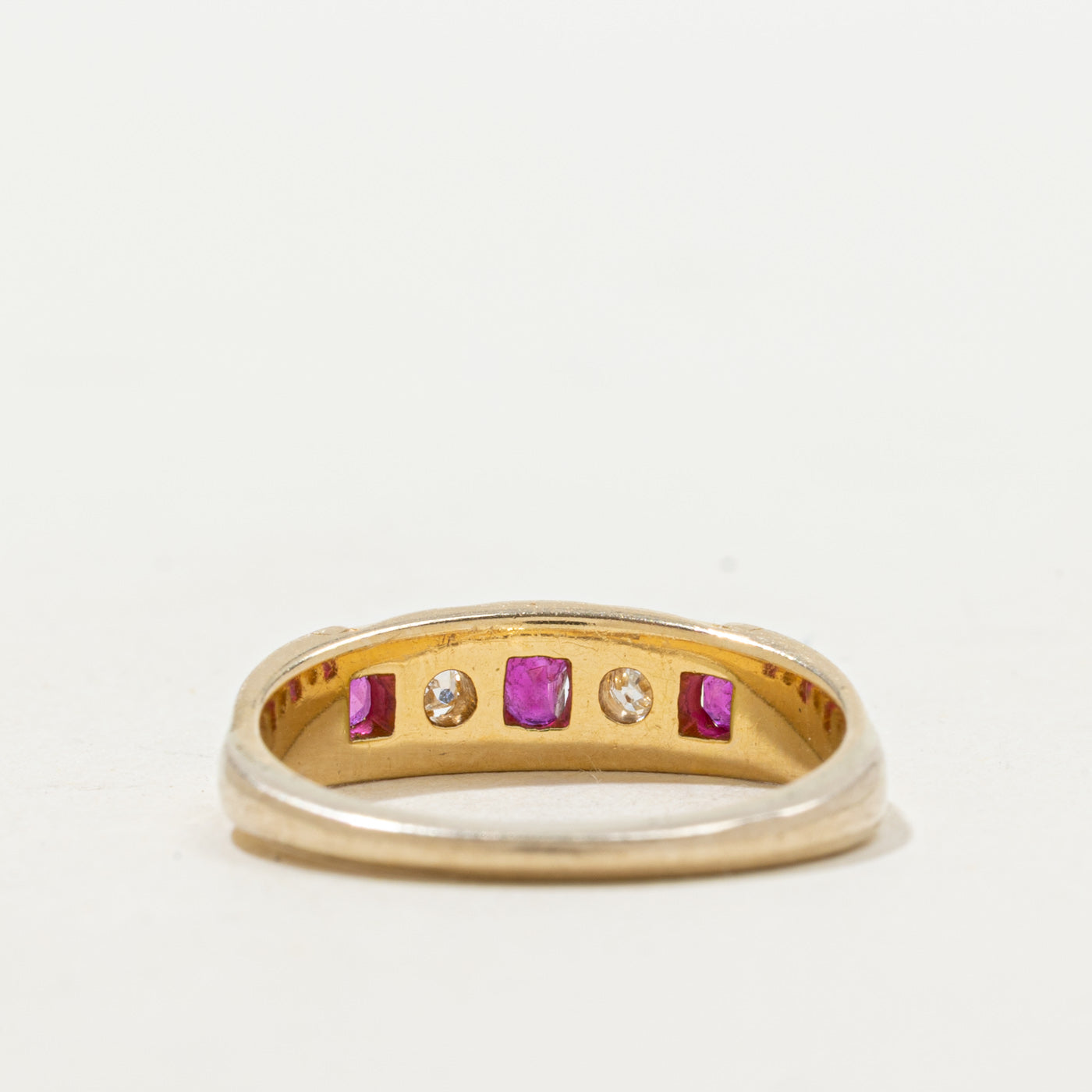 1883 Chester Five Stone Ruby & Diamond Ring | 0.20ctw, 0.06ctw | SZ 6