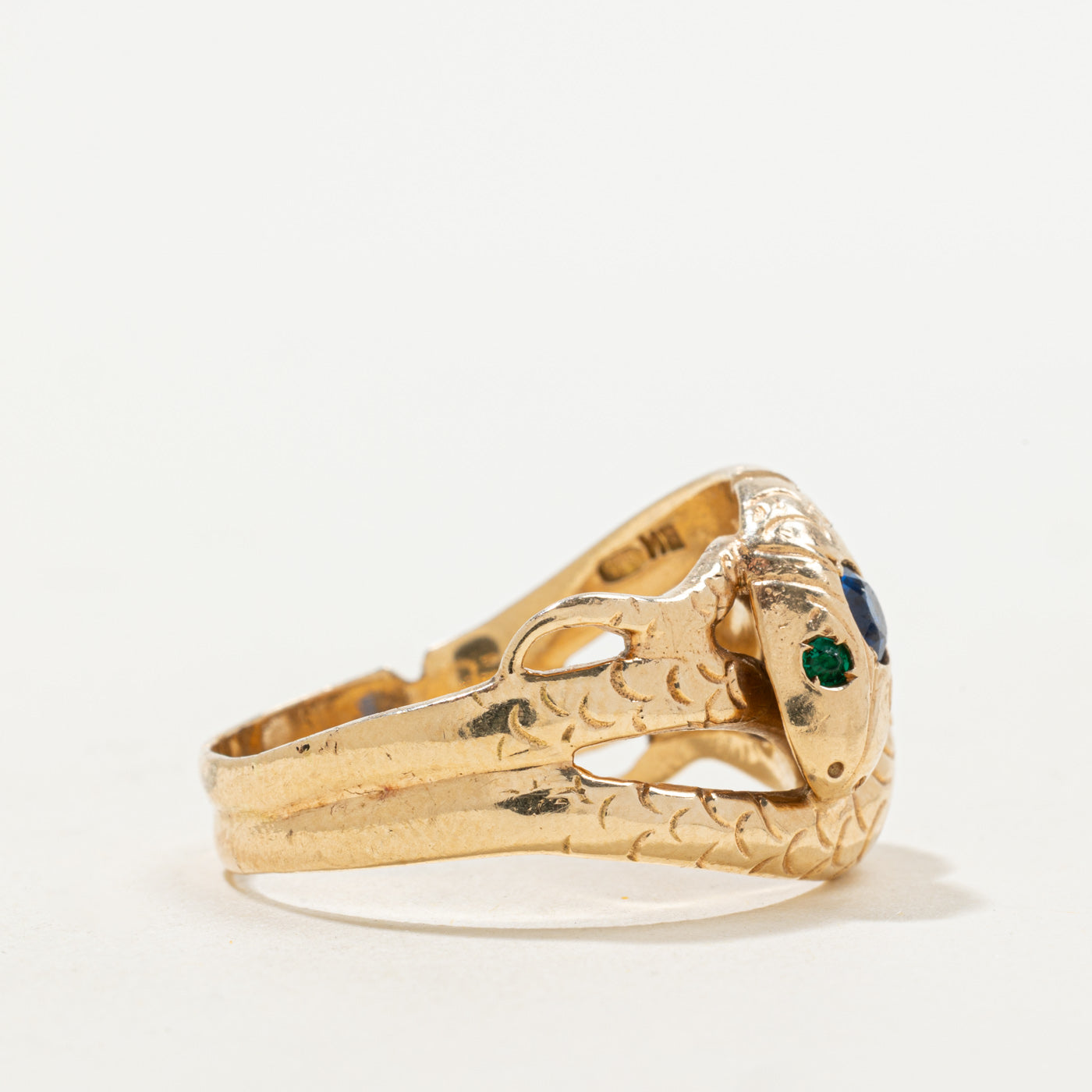 Blue & Green Glass Double Snake Ring | 0.40ctw | SZ 11.5