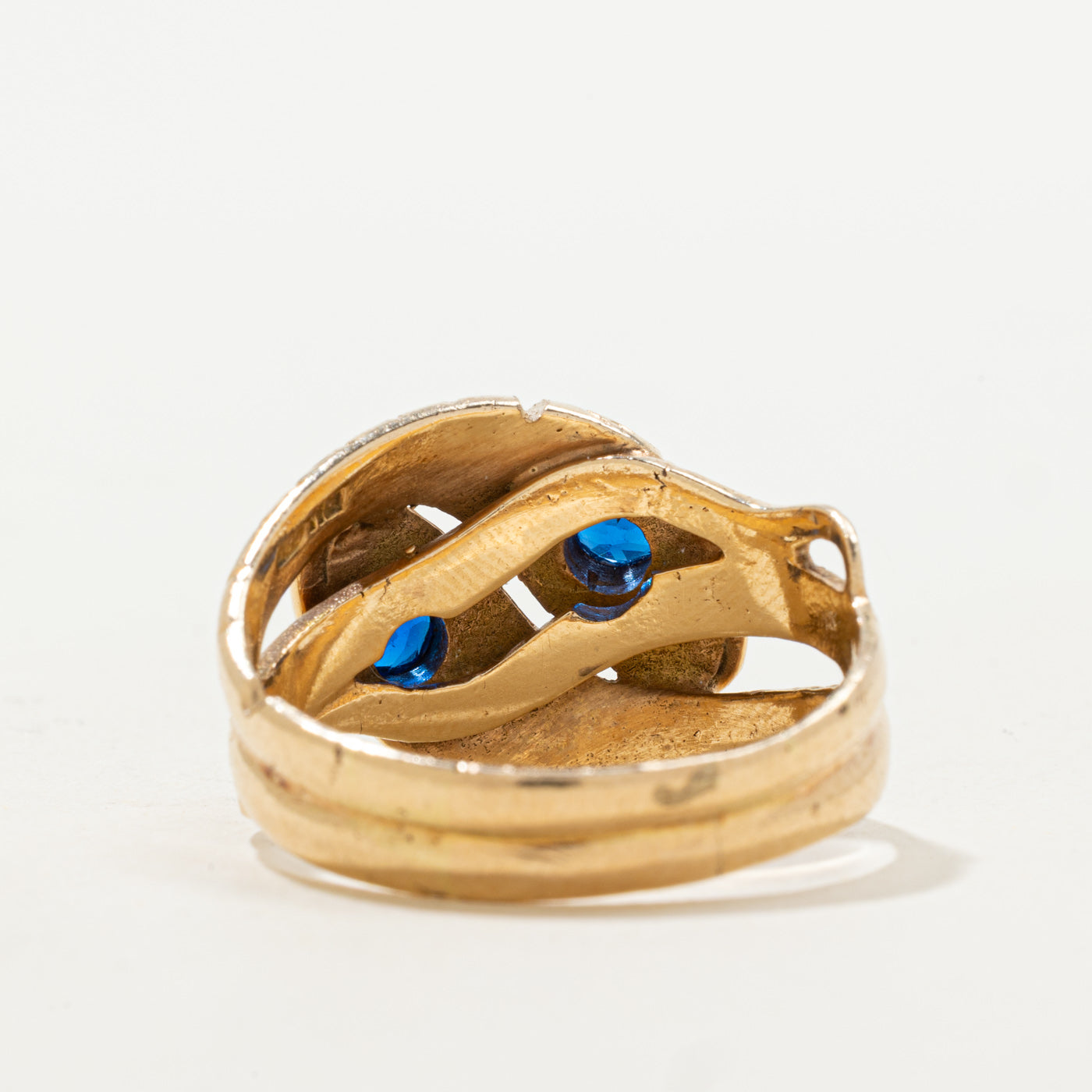 Blue & Green Glass Double Snake Ring | 0.40ctw | SZ 11.5