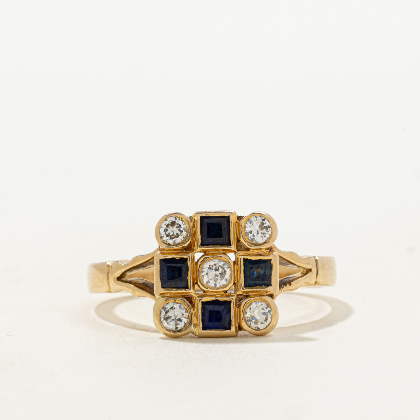 Sapphire & Diamond Grid Ring | 0.30ctw, 0.30ctw | SZ 9.75