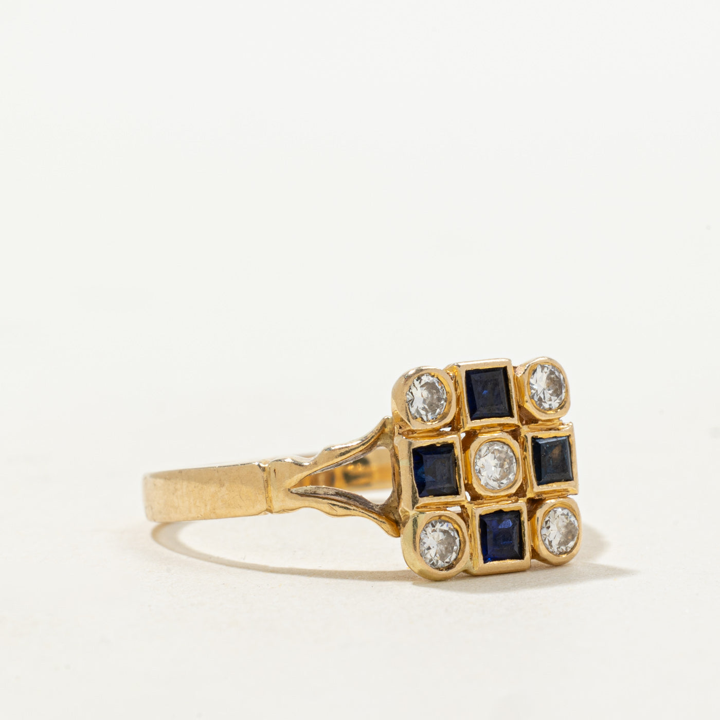 Sapphire & Diamond Grid Ring | 0.30ctw, 0.30ctw | SZ 9.75