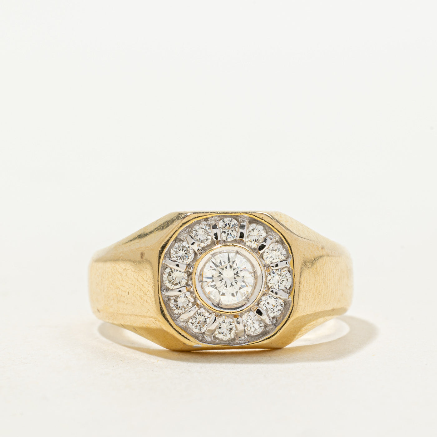 Diamond Halo Signet Ring | 0.38ctw | SZ 9.5