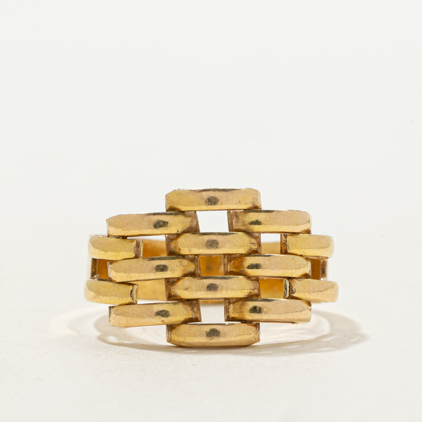 18k Yellow Gold Panther Chain Ring | SZ 9
