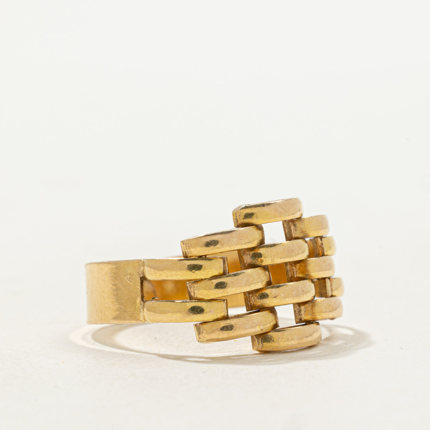 18k Yellow Gold Panther Chain Ring | SZ 9
