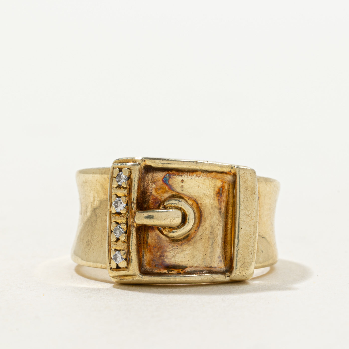 14k Diamond Buckle Ring | 0.02ctw | SZ 6.25